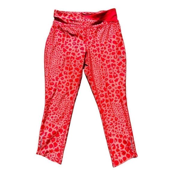 Nike DRI-FIT Workout Athletic Cropped Leggings Pink Cheetah Print Women's Small - Picture 1 of 7